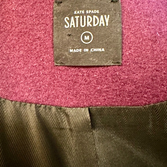 Kate Spade Saturday Coat Sz M Purple Burgundy Wool Blend Asymmetrical Cocoon - Picture 6 of 6